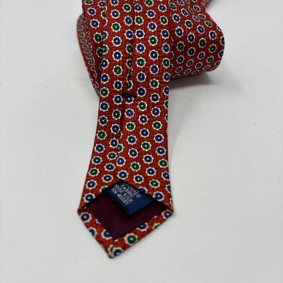 Polo Ralph Lauren Red Blue Green Patterned Made in USA 56"x4" Silk Tie - Picture 4 of 6